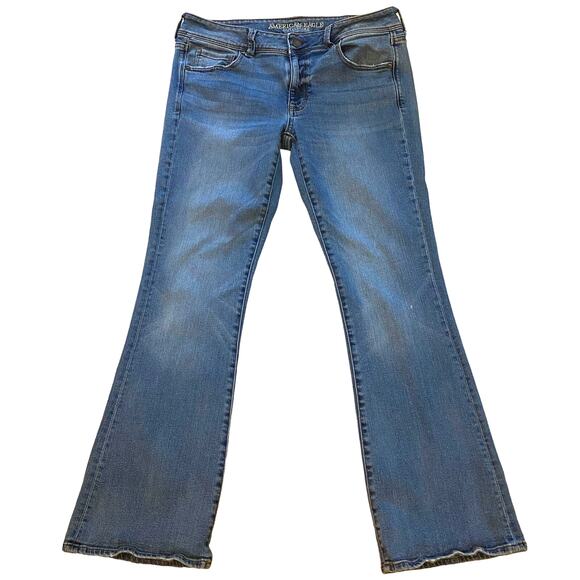 American Eagle Outfitters Denim - American Eagle Jeans Womens 12 Blue Kickboot Stretch Light Wash Denim Distressed